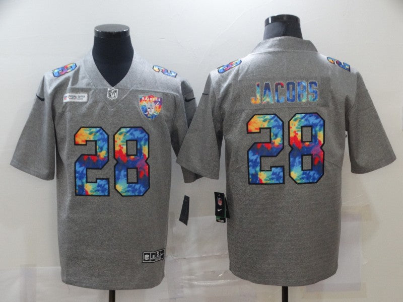 Men's Las Vegas Raiders Josh Jacobs #28 Gray Player Jersey1