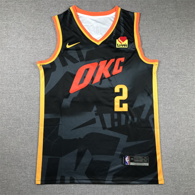 Men's Oklahoma City Thunder Shai Gilgeous-Alexander #2 Black 2023/24 Swingman Jersey1 - City Edition