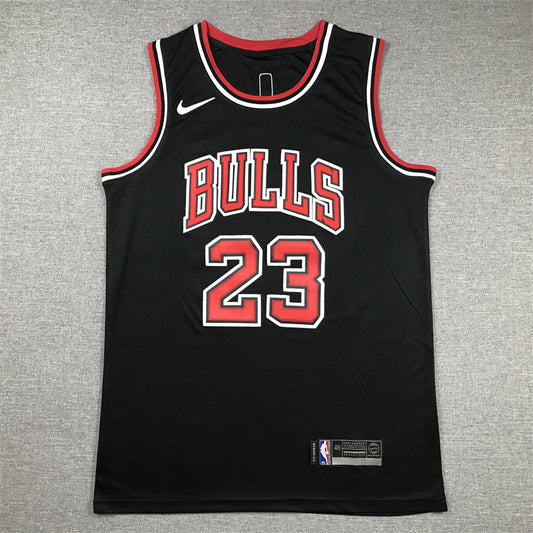 Men's Chicago Bulls Michael Jordan #23 Black Authentic Player Jersey1