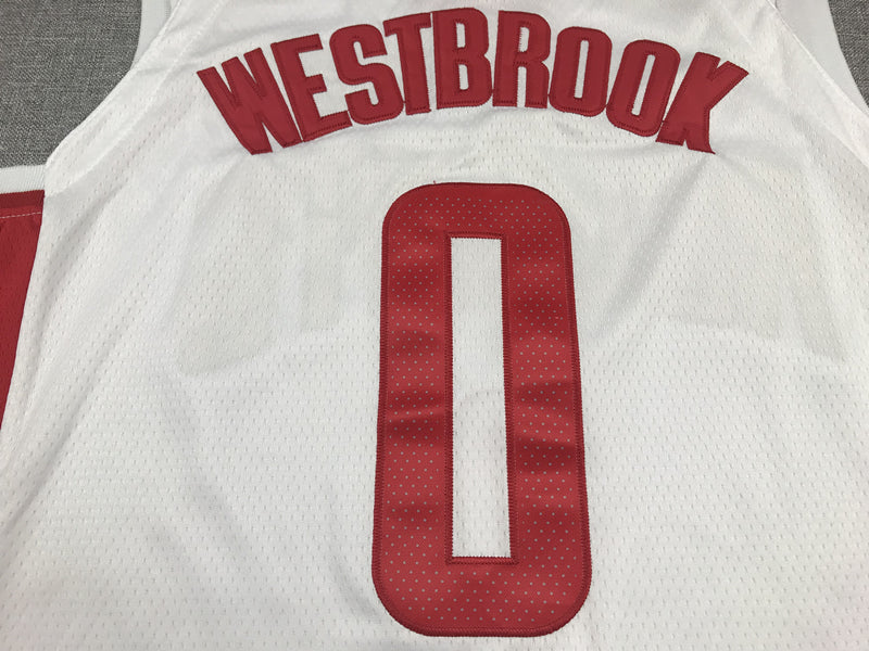 Men's Houston Rockets Russell Westbrook #0 White Classics Swingman Jersey1