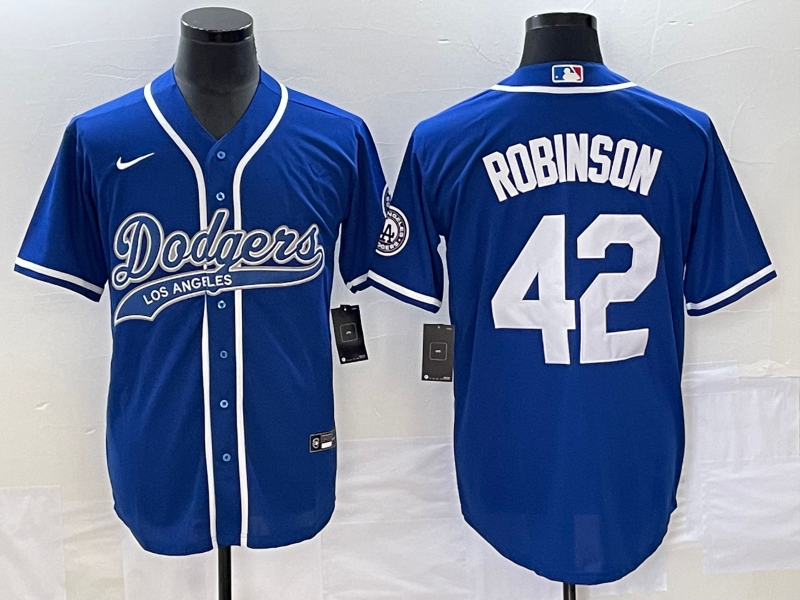 Men's Los Angeles Dodgers Jackie Robinson #42 Royal Player Jersey1 Joint Edition