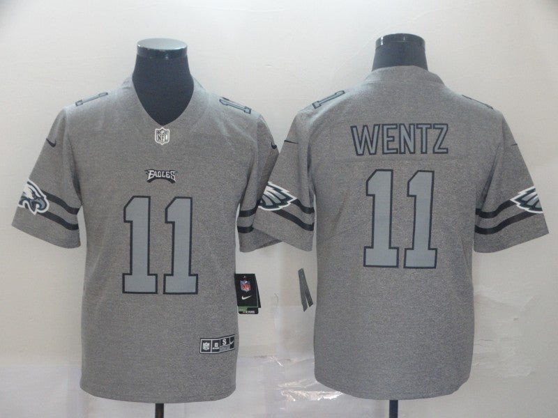 Men's Philadelphia Eagles Carson Wentz #11 Gray Team Game Jersey1