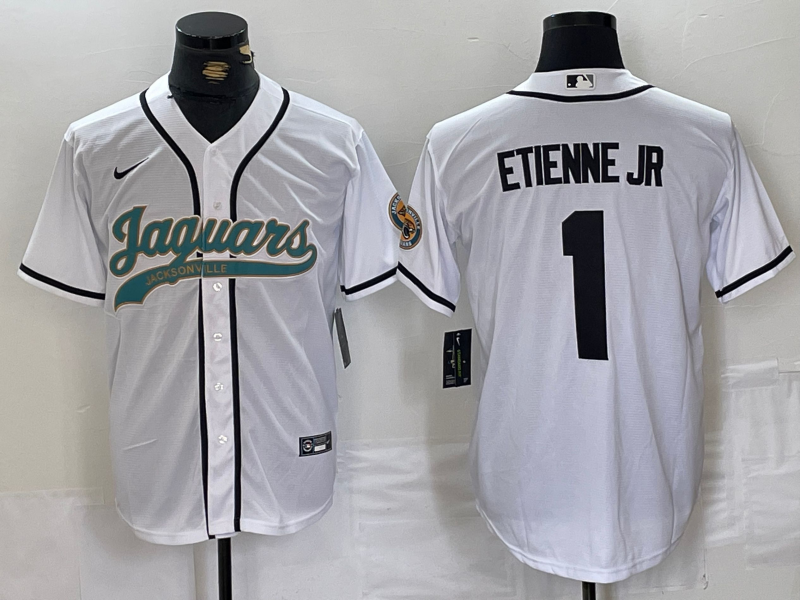Men's Jacksonville Jaguars Travis Etienne Jr #1 White Game Jersey1