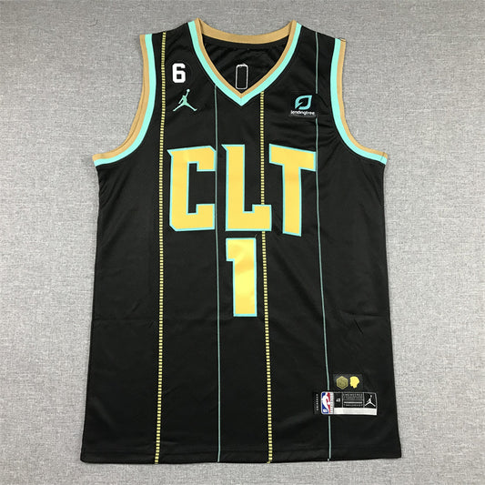 Men's Charlotte Hornets LaMelo Ball #1 Black 2022/23 Swingman jersey1 - City Edition