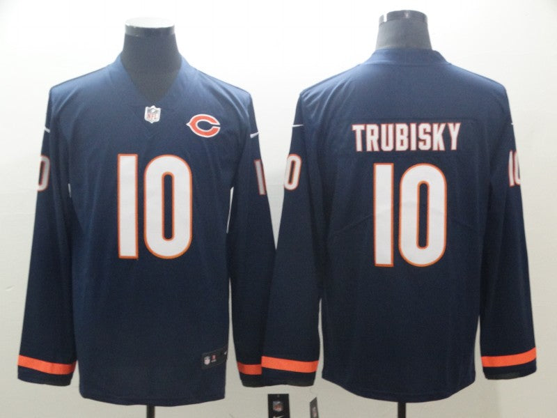 Men's Chicago Bears Mitch Trubisky #10 Navy Team Game Jersey1