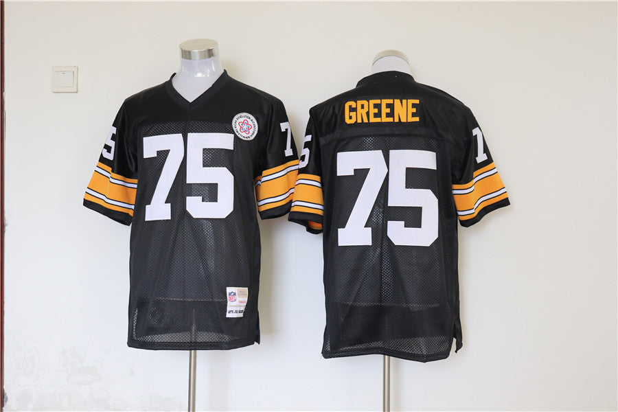 Men's Pittsburgh Steelers Joe Greene Mitchell & Ness Black Legacy Replica Jersey1