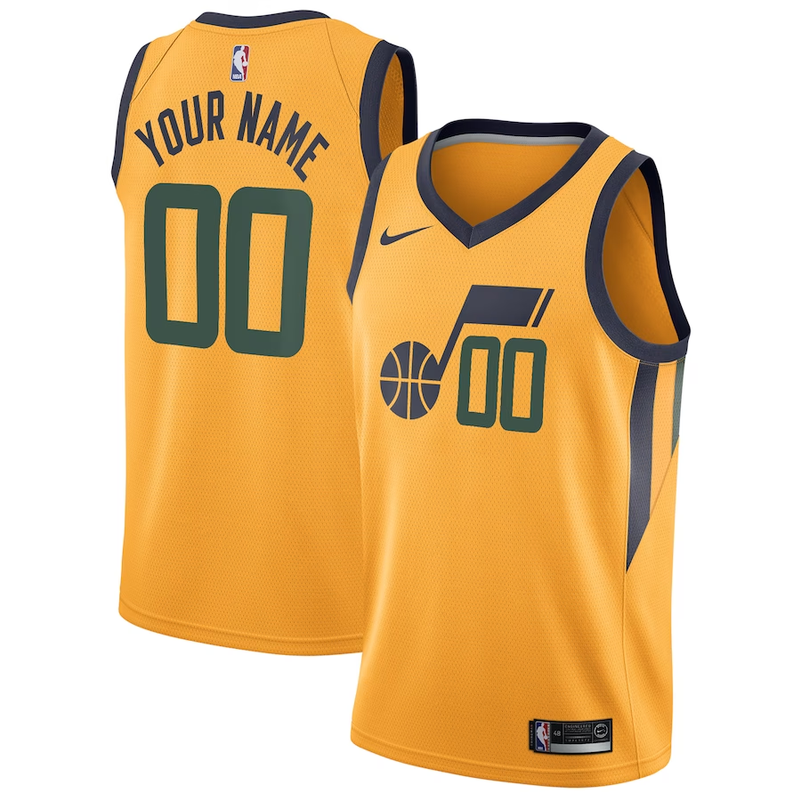Men's Utah Jazz Yellow Swingman Custom Jersey1 - Statement Edition