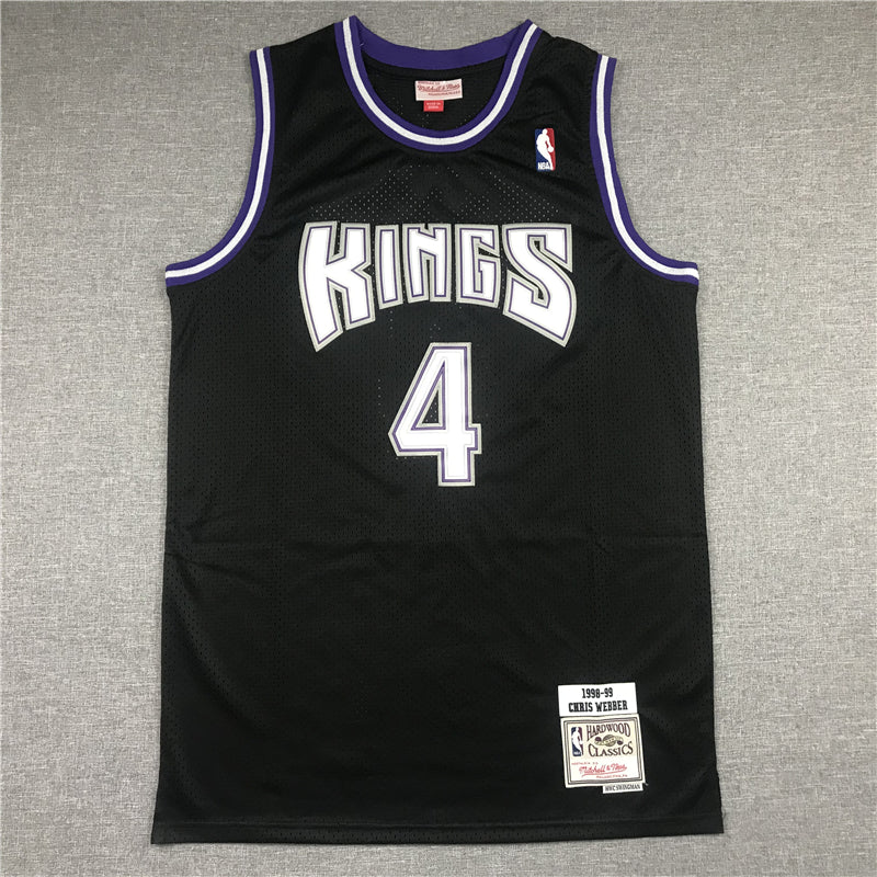 Men's Sacramento Kings Chris Webber Black Hardwood Classics Swingman Jersey1