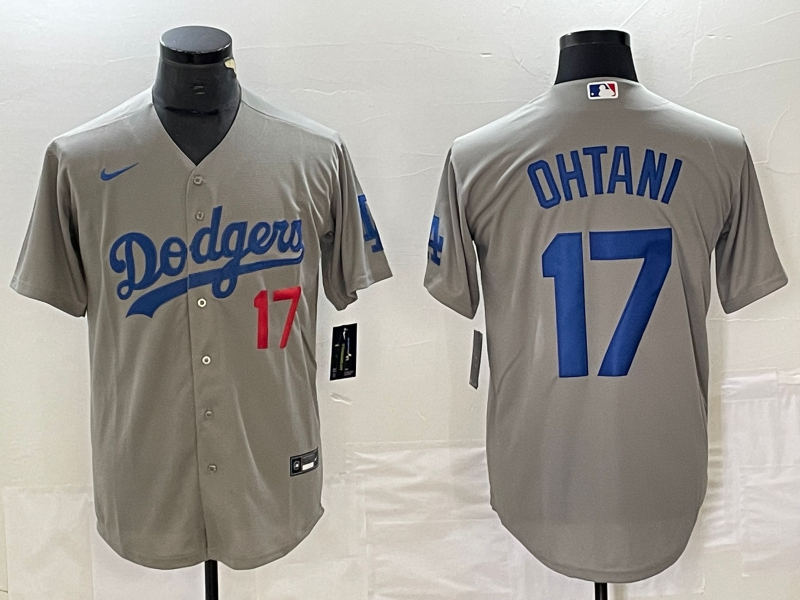 Men's Los Angeles Dodgers Shohei Ohtani #17 Gray Replica Player Jersey1