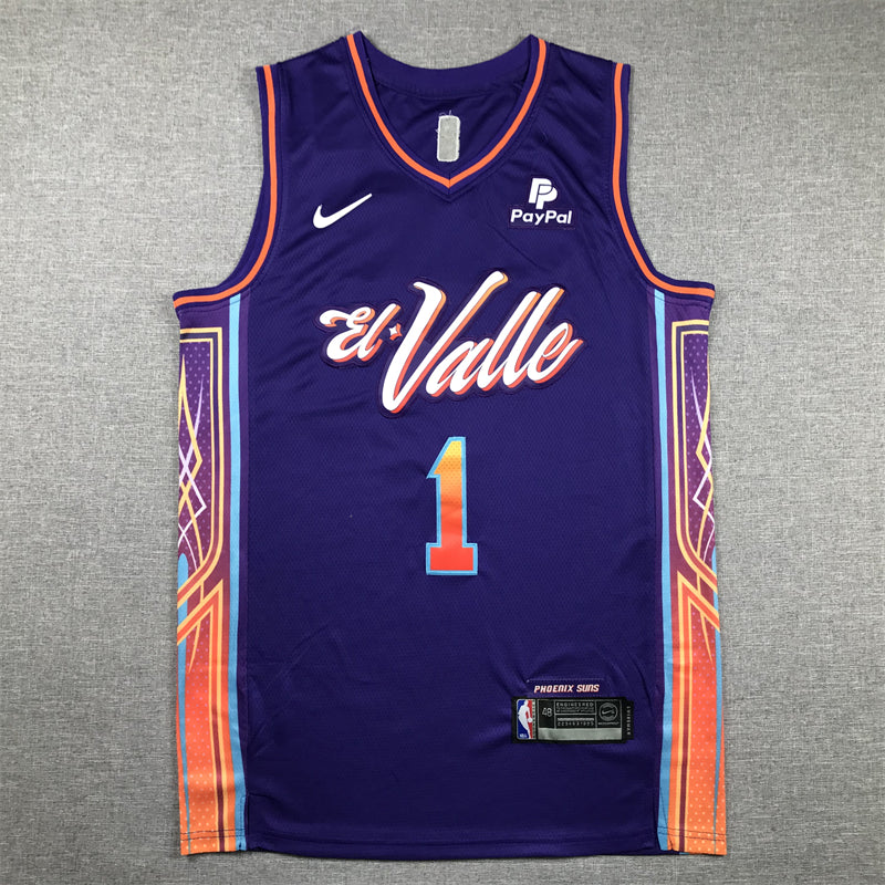 Men's Phoenix Suns Devin Booker #1 Purple 2023/24 Swingman Jersey1 - City Edition