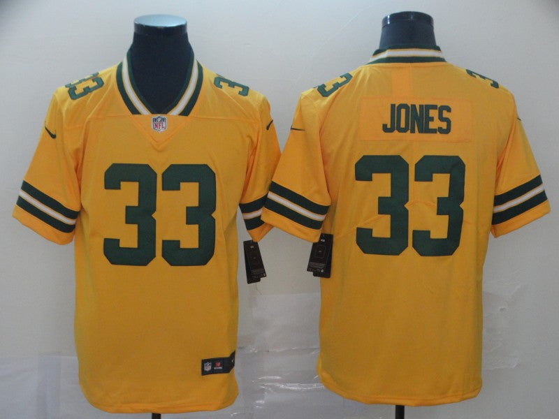 Men's Green Bay Packers Aaron Jones #33 Yellow Inverted Legend Jersey1