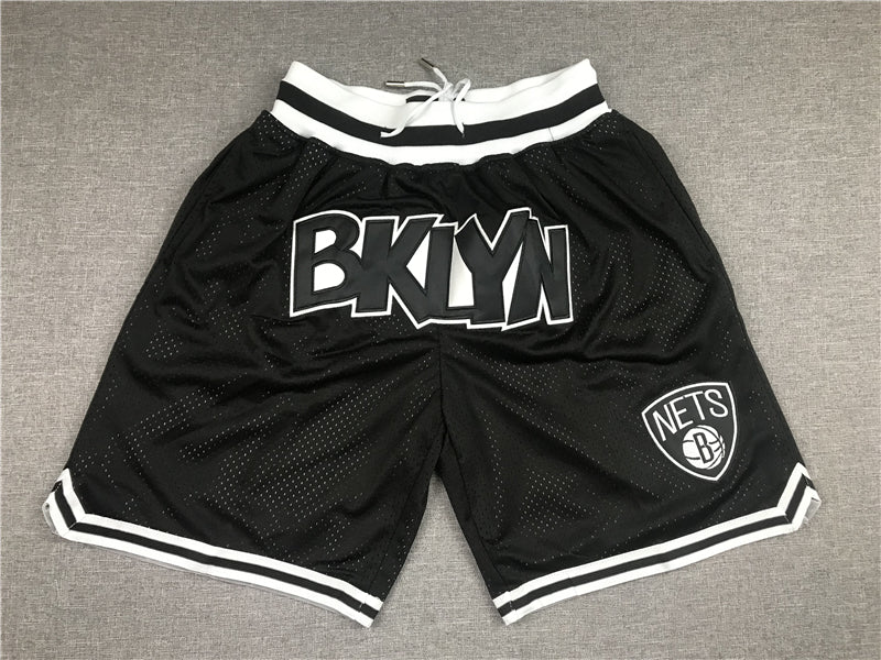 Men's Brooklyn Nets Black Basketball Retro Shorts1