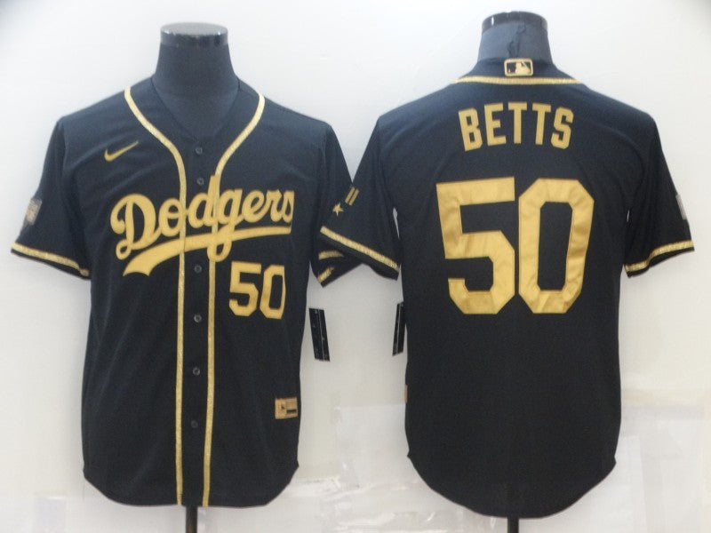 Men's Los Angeles Dodgers Mookie Betts #50 Black Game Player Jersey1