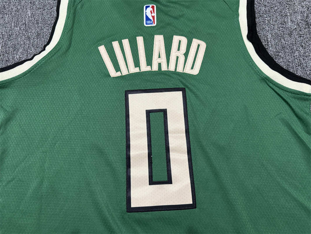 Men's Milwaukee Bucks Damian Lillard #0 Green Swingman Jersey1