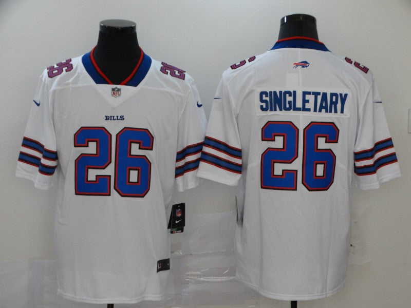 Men's Buffalo Bills Devin Singletary #26 White Game Player Jersey1