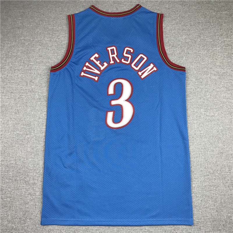 Men's Philadelphia 76ers Allen Iverson #3 Blue Swingman Jersey1