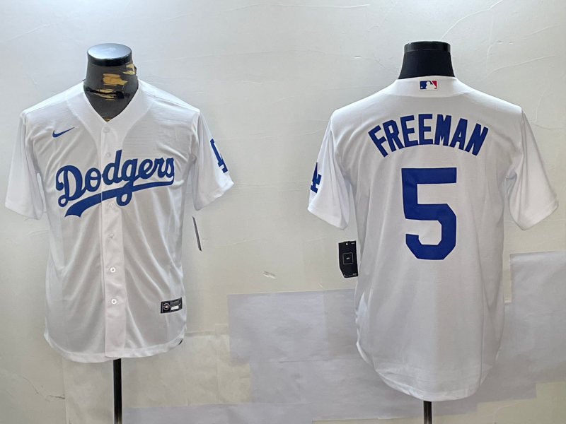 Men's Los Angeles Dodgers Freddie Freeman #5 White Replica Baseball Jersey1