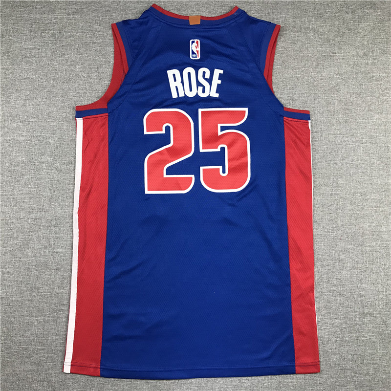 Men's Detroit Pistons Derrick Rose Blue 2021/22 Fast Break Replica Jersey1
