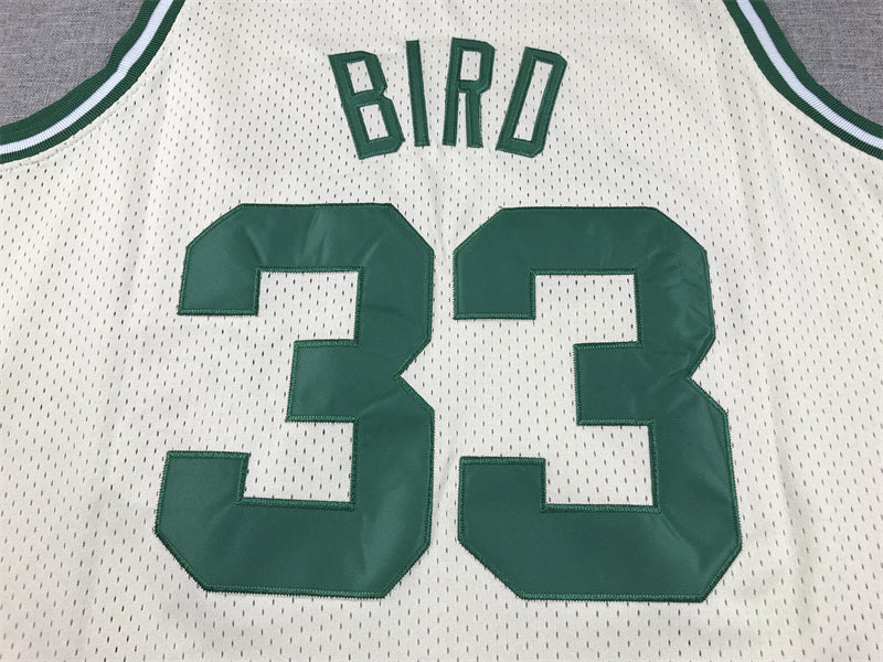 Men's Boston Celtics Larry Bird #33 Cream Hardwood Classics Swingman Jersey1