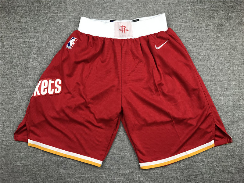 Men's Houston Rockets Red Throwback Basketball Shorts1