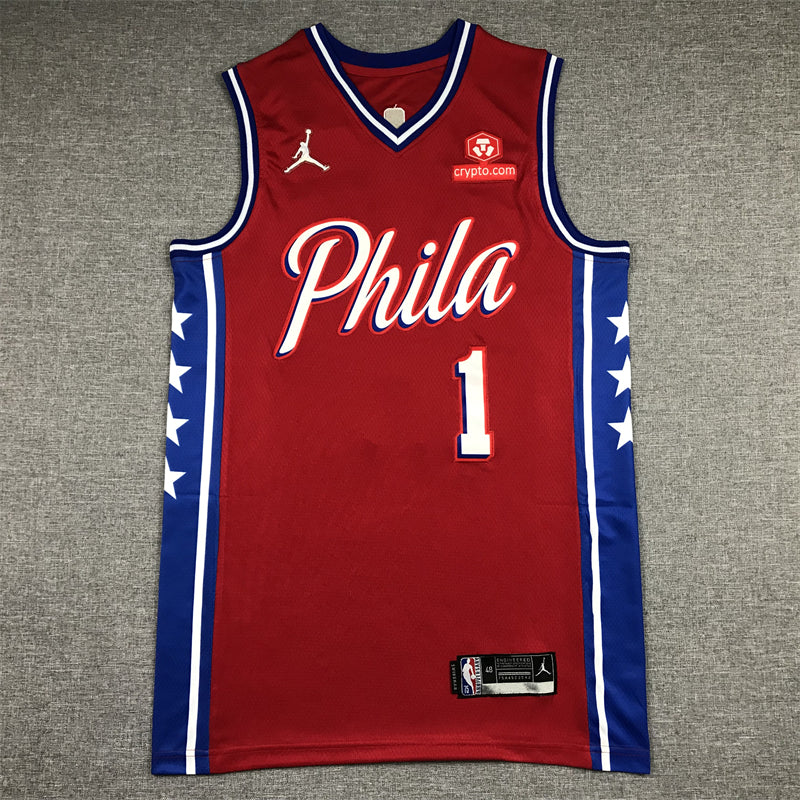 Men's Philadelphia 76ers James Harden Red Fastbreak Replica Player Jersey1