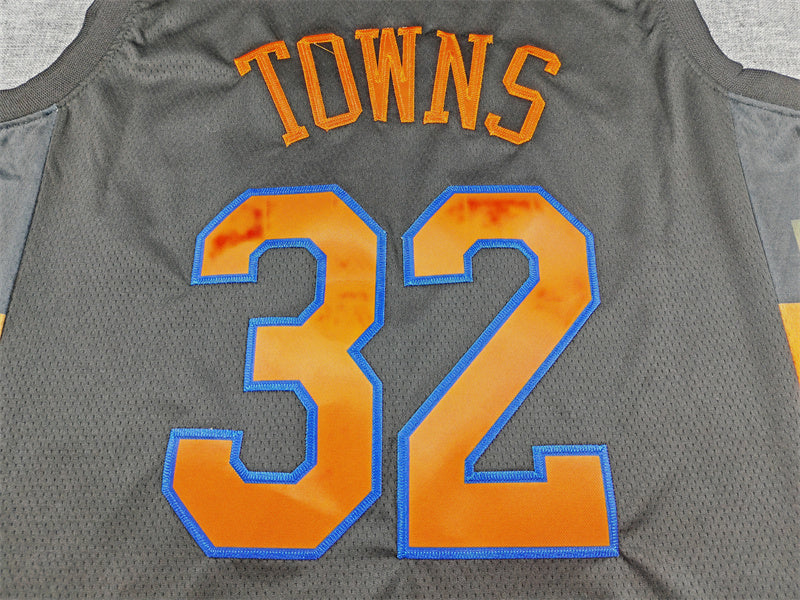 Men's New York Knicks Karl-Anthony Towns #32 Black Game Jersey - Statement Edition