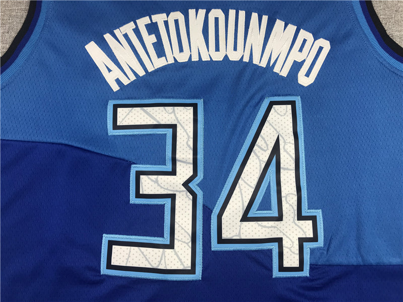 Men's Milwaukee Bucks Giannis Antetokounmpo Blue 2020/21 Swingman Player Jersey1
