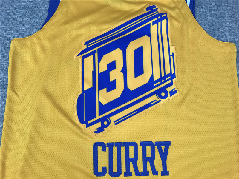 Men's Golden State Warriors Stephen Curry Gold Fast Break Team Replica Jersey1