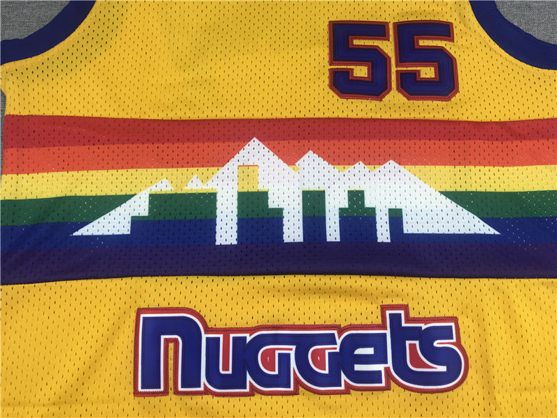 Men's Denver Nuggets Dikembe Mutombo 1991-92 Yellow Hardwood Classics Swingman Jersey1