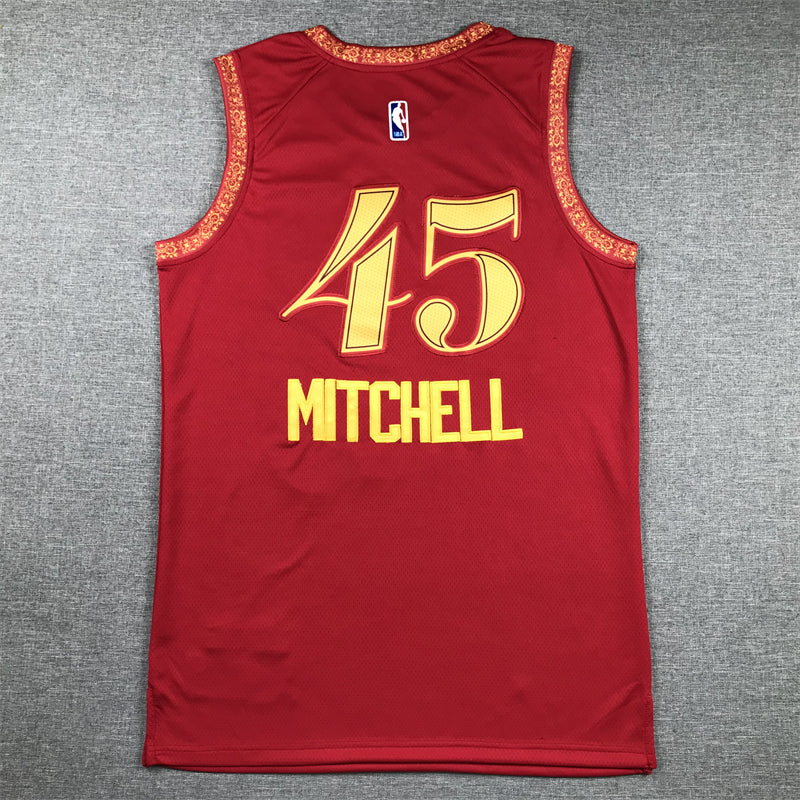 Men's Cleveland Cavaliers Donovan Mitchell #45 Wine 2023/24 Swingman Jersey1 - City Edition