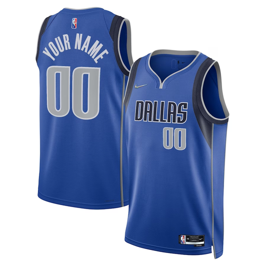 Men's Dallas Mavericks Blue 2021/22 Diamond Swingman Custom Jersey1 - Icon Edition