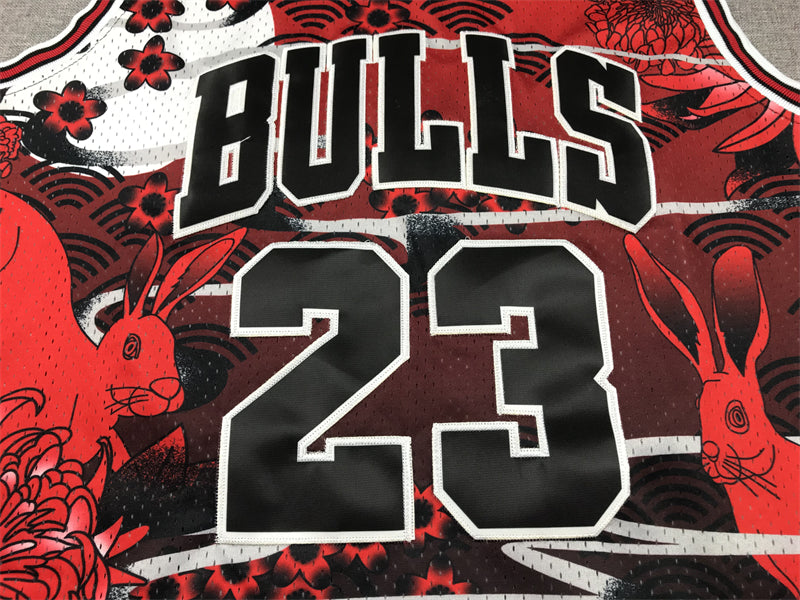 Men's Chicago Bulls Michael Jordan #23 Year of Rabbit Edition Hardwood Classics Swingman Jersey1