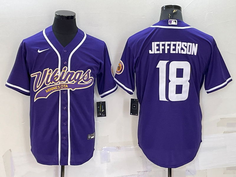 Men's Minnesota Vikings Justin Jefferson #18 Purple Game Jersey1 Joint Edition