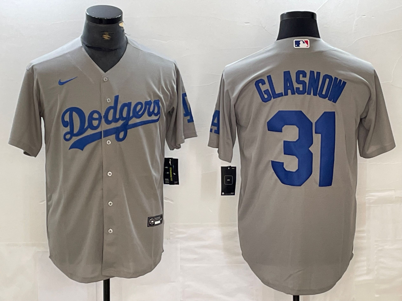 Men's Los Angeles Dodgers Tyler Glasnow #31 Gray Replica Player Jersey1