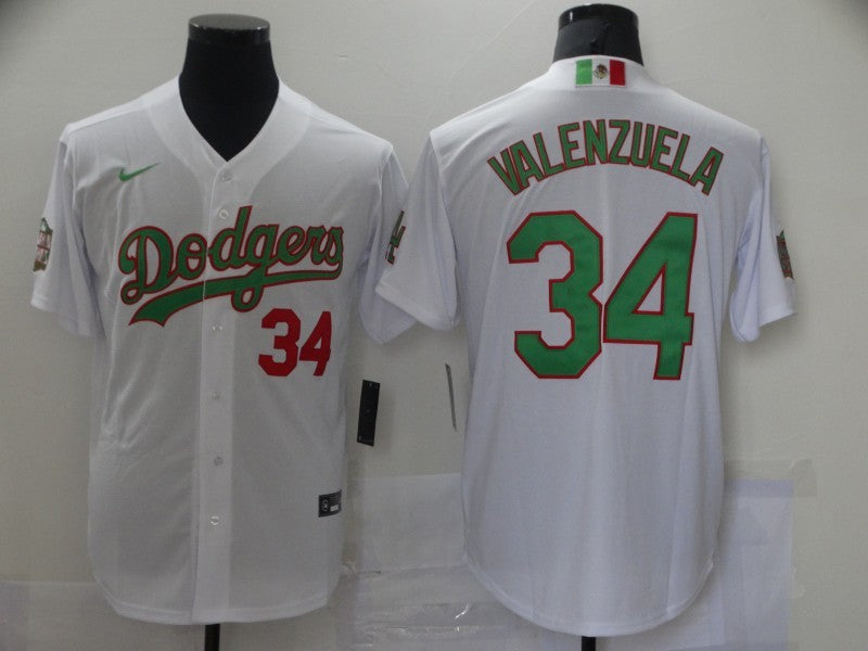 Men's Los Angeles Dodgers Fernando Valenzuela #34 White Player Game Jersey1