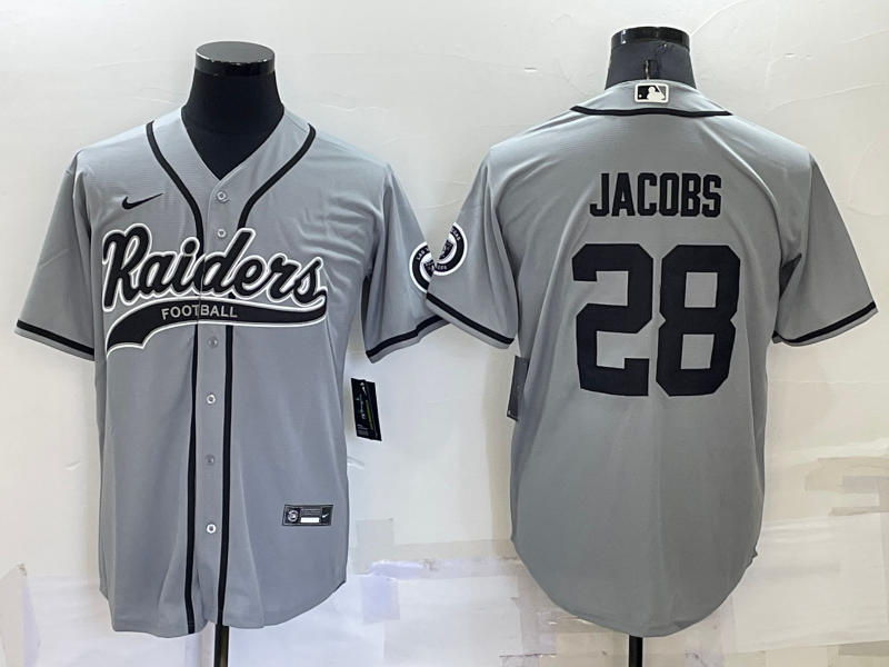 Men's Las Vegas Raiders Josh Jacobs #28 Gray Game Jersey1 Joint Edition