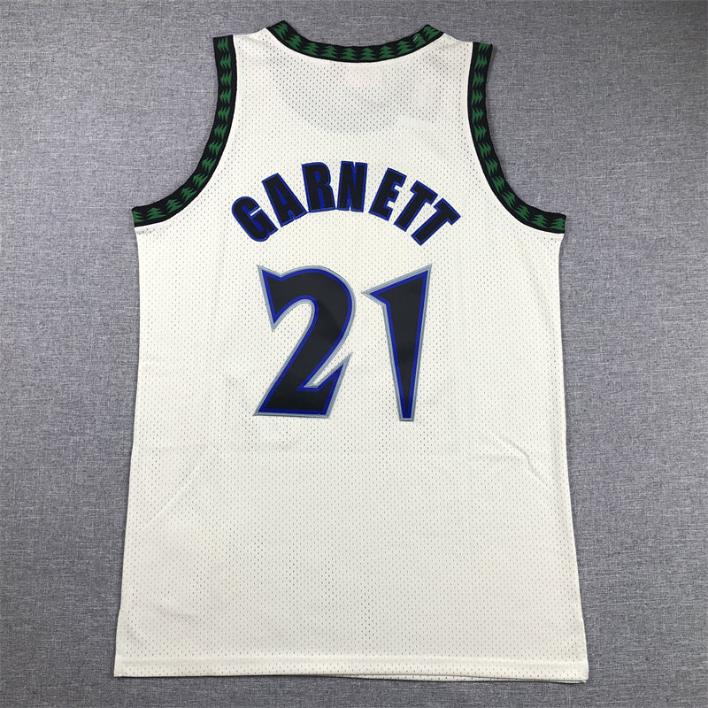 Men's Minnesota Timberwolves Kevin Garnett #21 Cream Hardwood Classics Swingman Jersey1