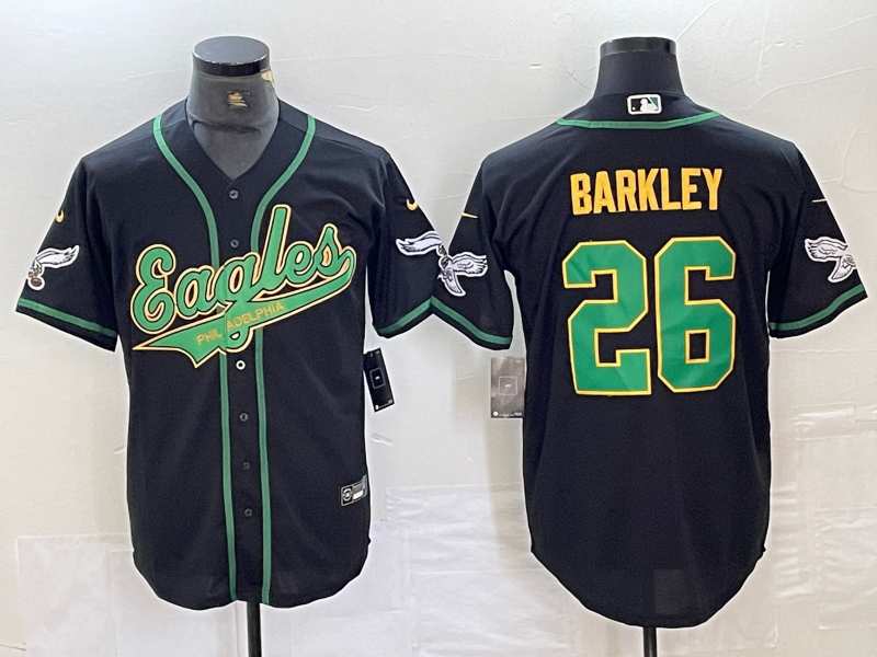 Men's Philadelphia Eagles Saquon Barkley #26 Black Game Jersey1 Joint Edition