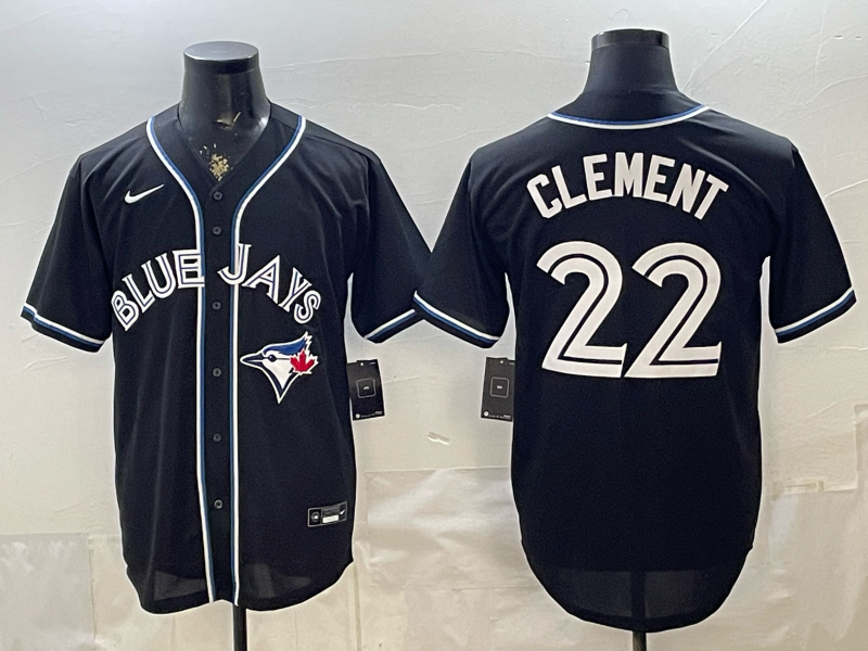 Men's Toronto Blue Jays Ernie Clement #22 Fashion Replica Black Out Jersey