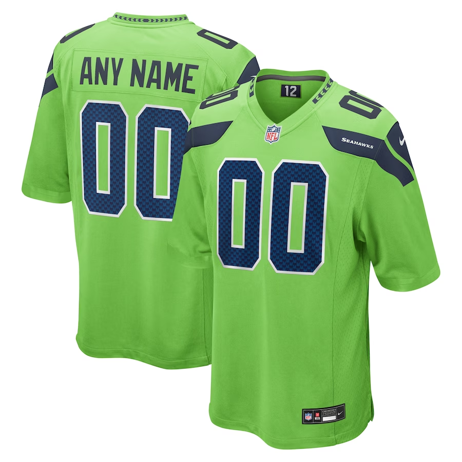 Seattle Seahawks Neon Green Alternate Custom Jersey