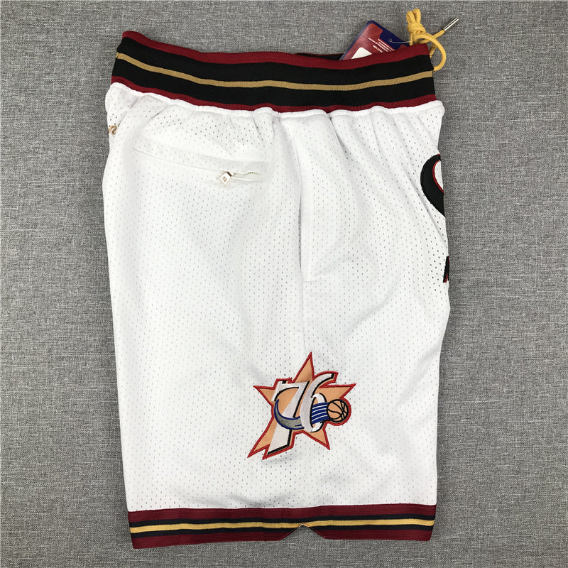 Men's Philadelphia 76ers White 1996-97 Hardwood Classics Basketball Shorts1