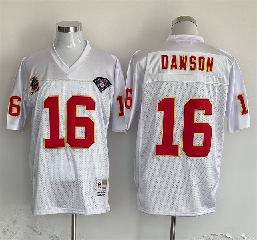 Men's Kansas City Chiefs Len Dawson Mitchell & Ness White Legacy Replica Jersey1
