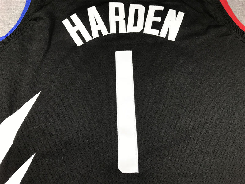 Men's LA Clippers James Harden #1 Black Swingman Jersey1 - Statement Edition