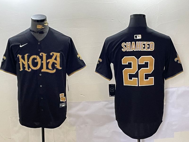 Men's New Orleans Saints Rashid Shaheed #22 Black Game Player Jersey1