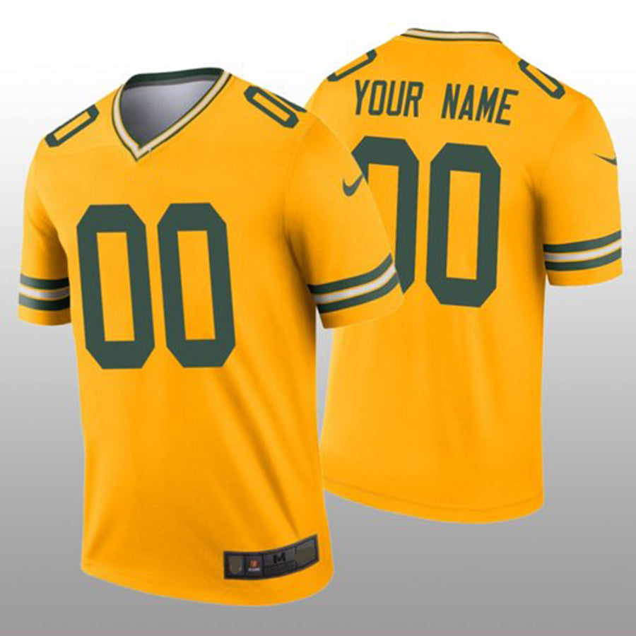 Custom1 Green Bay Packers Yellow Custom1 Jerseys