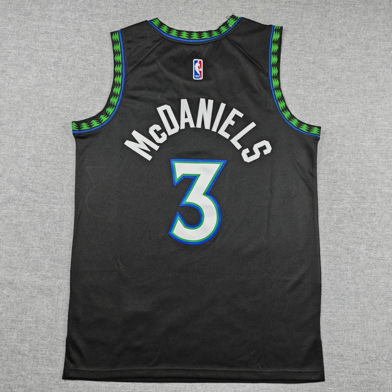 Men's Minnesota Timberwolves Jaden McDaniels #3 Black Swingman Jersey - Statement Edition