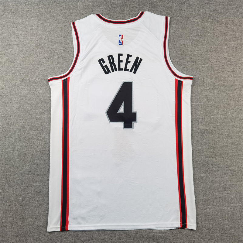 Men's Houston Rockets Jalen Green #4 White 2024/25 Swingman Player Jersey1 - City Edition