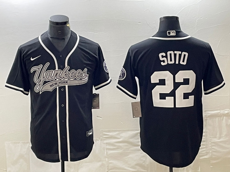 Men's New York Yankees Juan Soto #22 Black Player Jersey1 Joint Edition