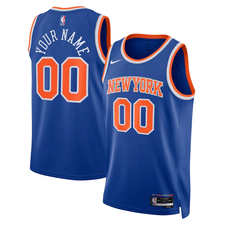 Men's New York Knicks Blue Game Custom Jersey - Icon Edition