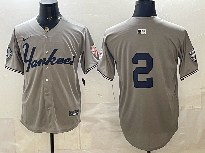 Men's New York Yankees Derek Jeter #2 Gray Stadium Jersey